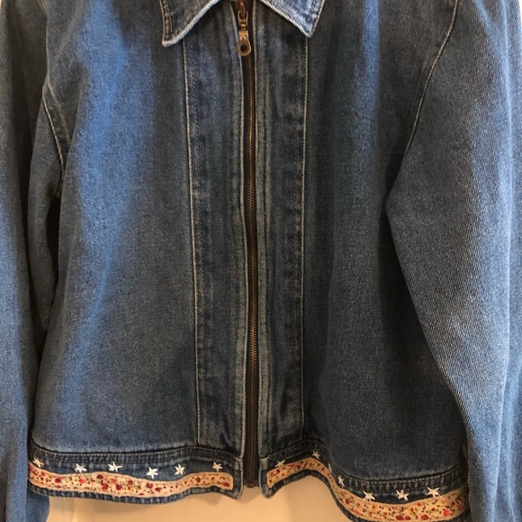 Vintage Agapo American Flag Denim Jacket, Decorative trim w/embroidered stars, - Picture 8 of 15